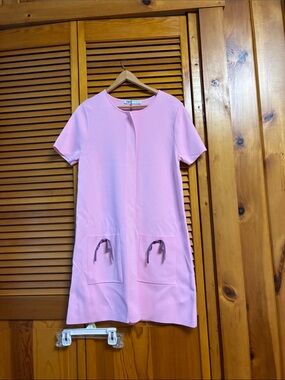 Zara Light Pink Short Sleeve A-Line Dress with Pocket Ties length 34”